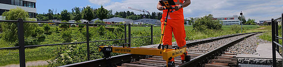 Amberg Inspection IMS Relative Trolley auf dem Gleis